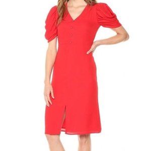 Puff Sleeve Waist Detail Sheath Dress